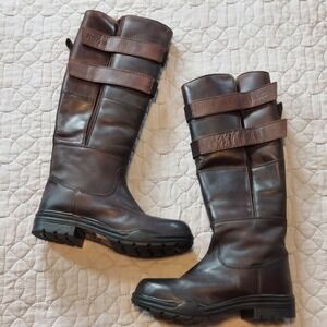 Horze Rovigo Dark Brown Leather Tall Riding Boots Faux Fur Lined Womens 10